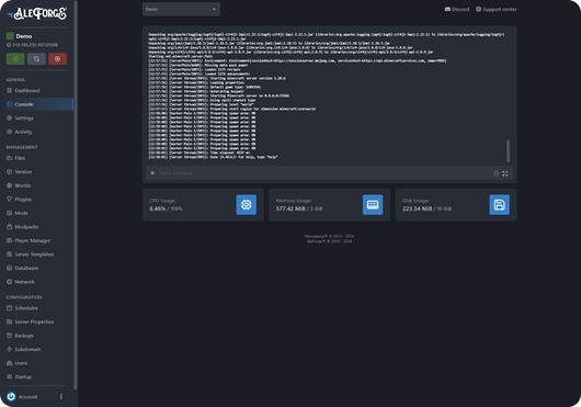Control Panel Interface